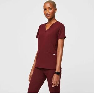 Figs Yola Small Tall Scrubs Burgundy Sz Small Tall